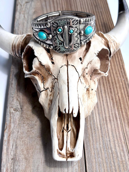 Western Cactus Stone Stretch Bracelet
