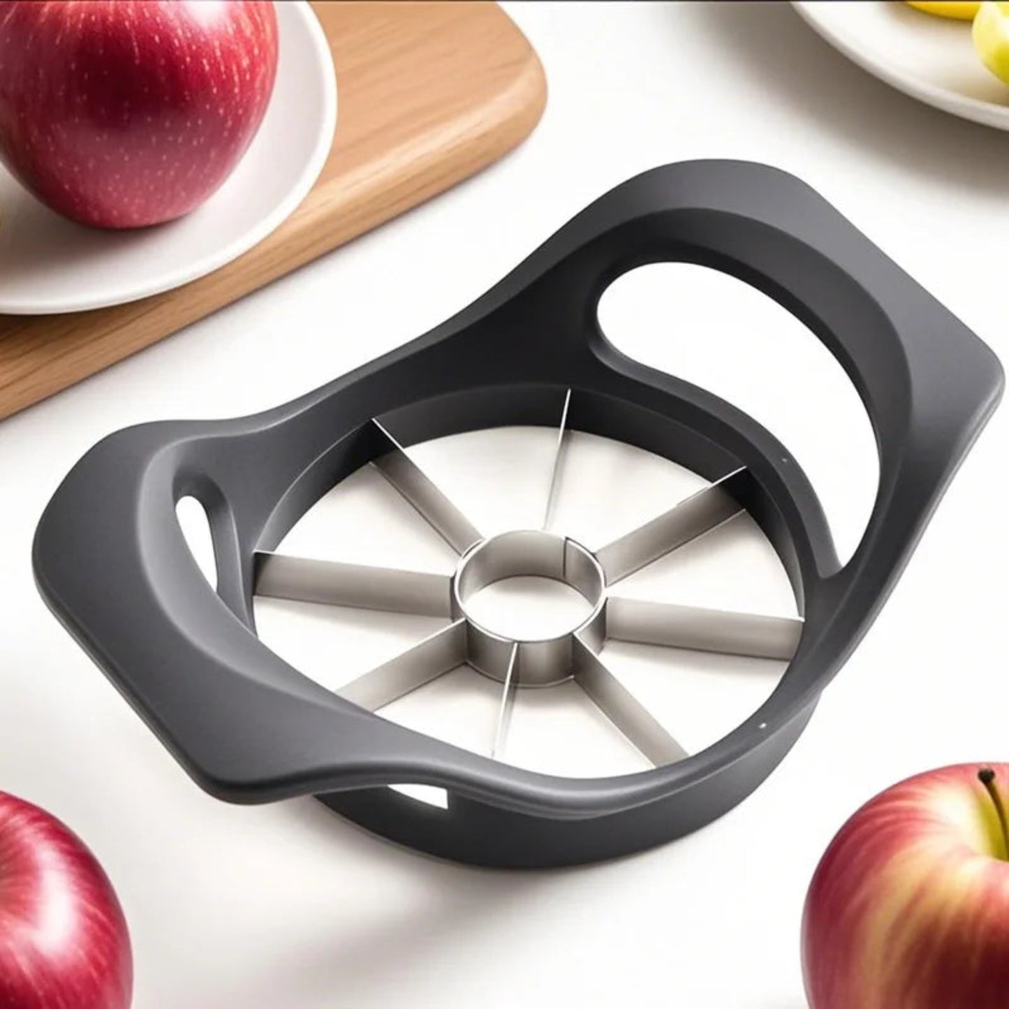Stainless Steel Apple Slicer - Easy Use Fruit Corer Divider, 8-Slice Kitchen Cutter, Dishwasher Safe