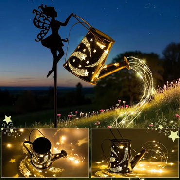 Solar Lights Outdoor Solar Watering Can Light Solar Garden Lights Waterproof Metal Hanging Lantern Fairy Garden Decor Outside