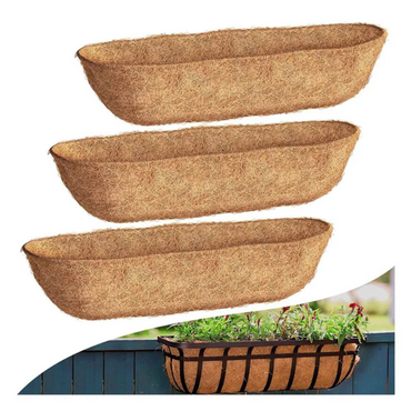 ABRS-30 Inch 6 Pack Trough Liners, Coconut Coir Fiber For Wall Basket Planters, Window Box Liners, Garden Planter Baskets