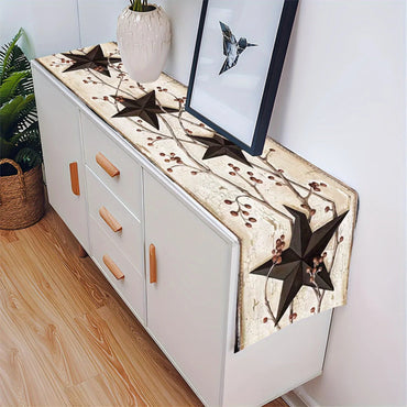 Table Runne Rustic Farmhouse Star Printed Table Runner Luxurious Linen Table Cloth Festive Party Dinner Decor For Home Supplies
