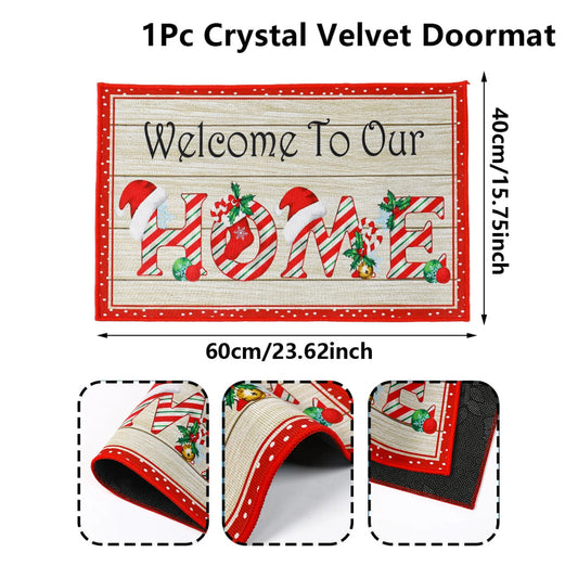 Christmas Floor Mat Outdoor Carpet Christmas Decor for Home 2025 Navidad Natal Santa Claus Door Mat Xmas Ornament New Year 2026