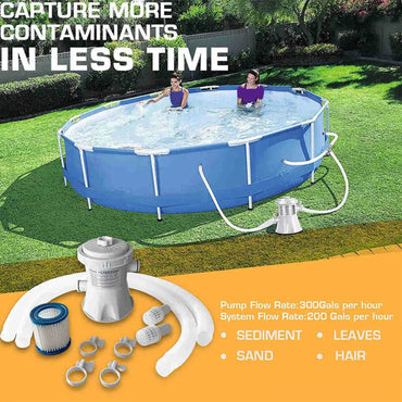 Pool Filter Pump 300 GPH Paddling Pool Electric Water Pump With 2 Pool Filter Cartridge Pool Pumps Ground Small Pool Filter Pump