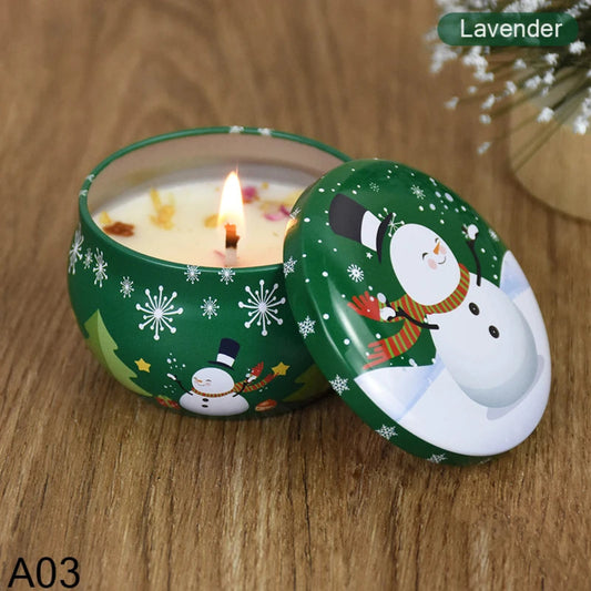 Christmas Aromatherapy Candle Jar Christmas Scented Candle Tin Jar Cans Candle Merry Xmas Decor For Home New Year Navidad Gifts