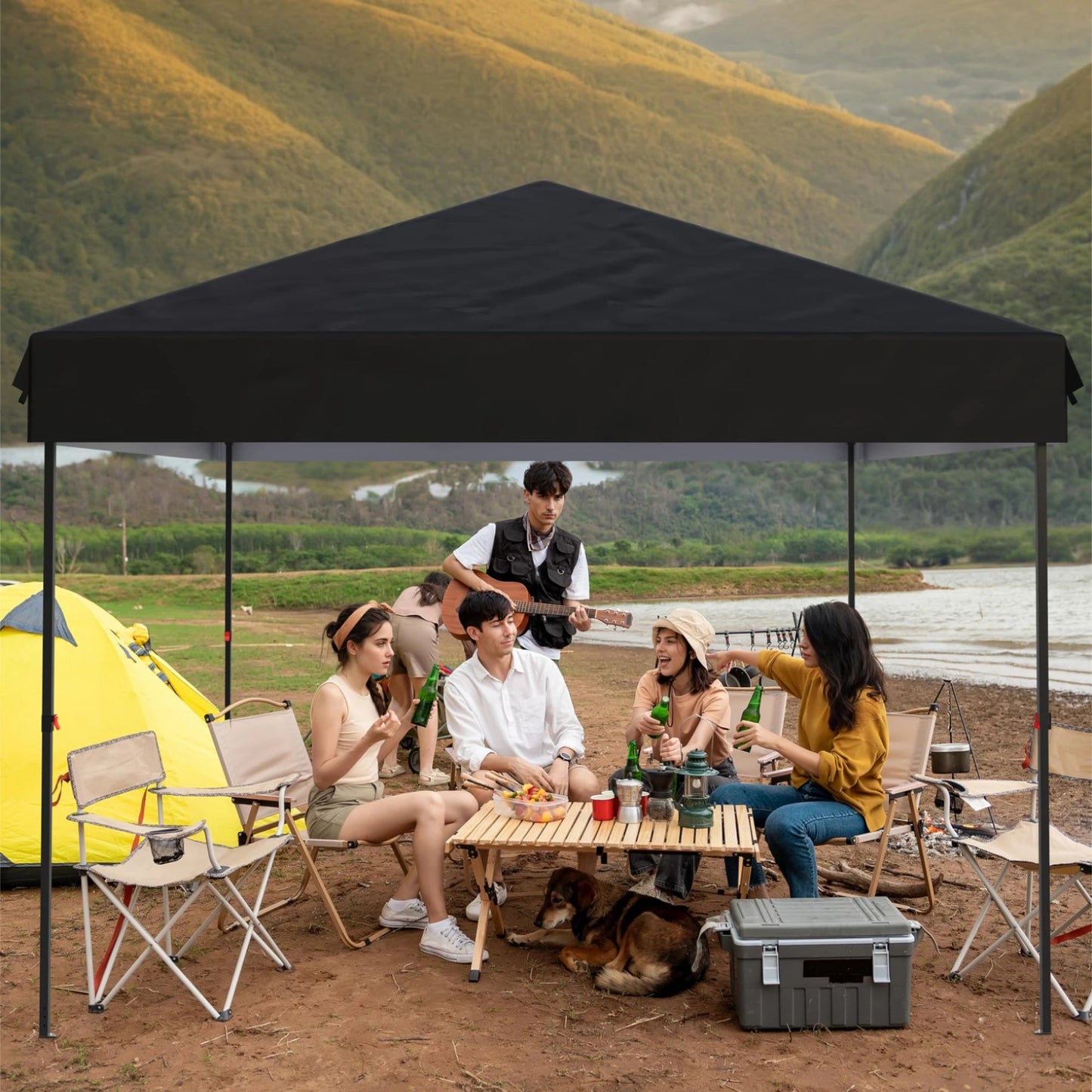10' x 10' Pop Up Canopy Tent, Outdoor Pop Up Commercial Canopy with 3 Removable Sidewalls, Heavy Duty Commercial Instant Tent