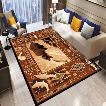 Rustic Cabin Area Mat Southwestern Lodge Bear Nature Print Mat with Large for Living Room Bedroom Home Decor Rugs for Bedroom