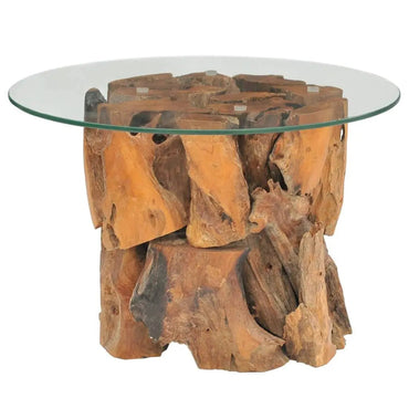 Solid Teak Driftwood Coffee Table 23.6-Inch Elegant Wood Furniture