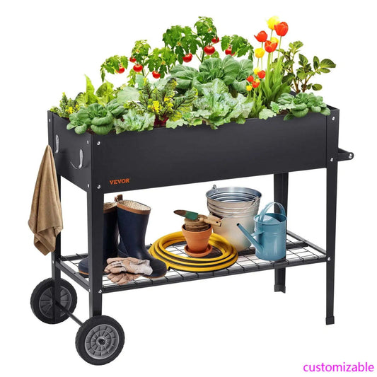 Raised Garden Bed, 42.5 x 19.5 x 31.5 inch Galvanized Metal Planter Box, Elevated Outdoor Planting Boxes with Legs