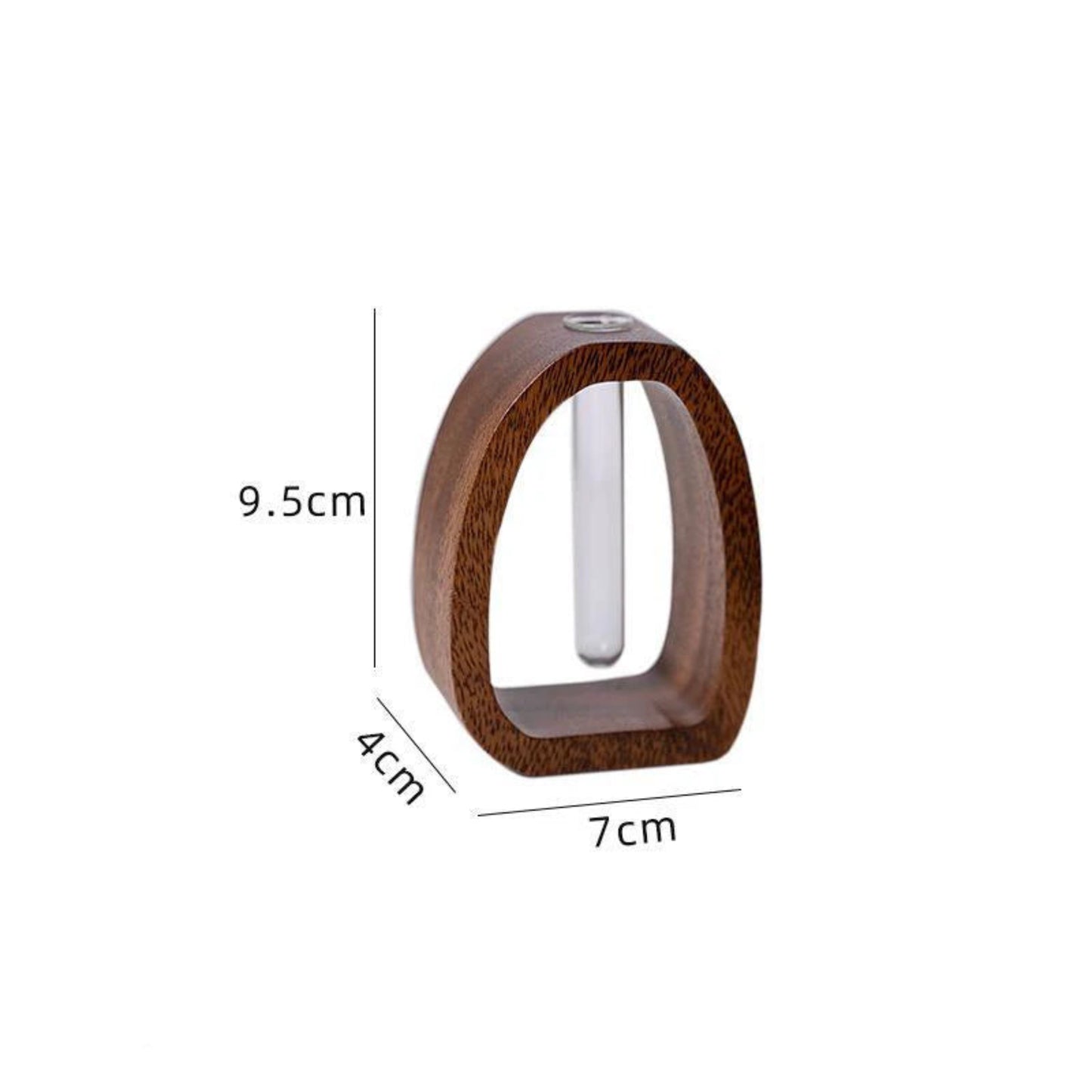 1 Piece Walnut Wooden Flower Vase Simple Glass Plant Vase Mini Aquarium Vase Flower Arrangement Home Decoration