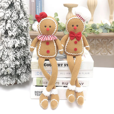 Gingerbread Man Christmas Decoration For Home Plush Doll Xmas Tree Hanging Ornament Pendant Accessories 2024 New Year Kid Gift