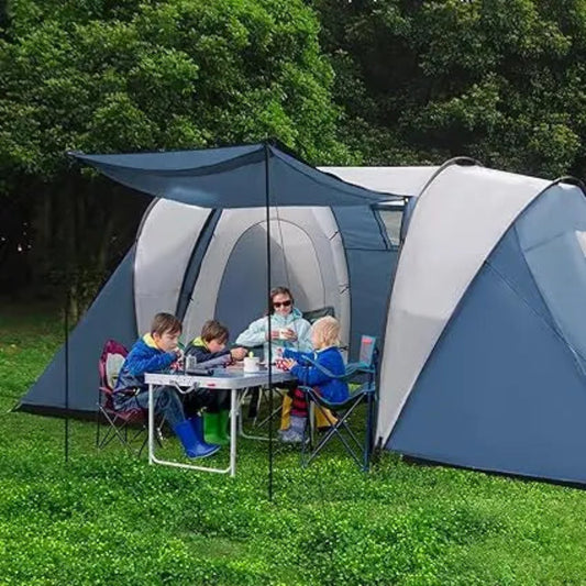 Family-Sized Weatherproof Camping Tent with Porch and Rainfly, 2-Room Easy Setup Shelter for 2-4 People