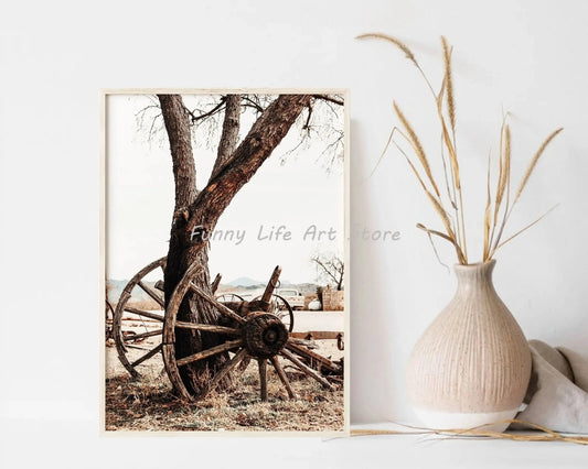 Boho Rustic Western Farmhouse Highland Cow Horse Minimalist Wall Art Canvas Painting Posters for Living Room Modern Home Decor