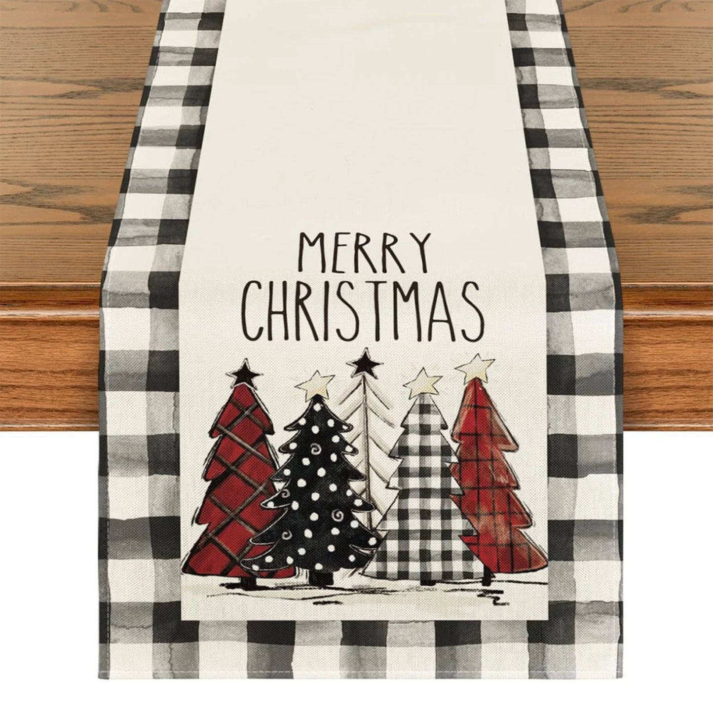 Merry Christmas Table Runner Red Black White Checkered Xmas Table Runner Christmas Party Table Home Decorations New Year Holiday