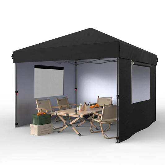 10' x 10' Pop Up Canopy Tent, Outdoor Pop Up Commercial Canopy with 3 Removable Sidewalls, Heavy Duty Commercial Instant Tent
