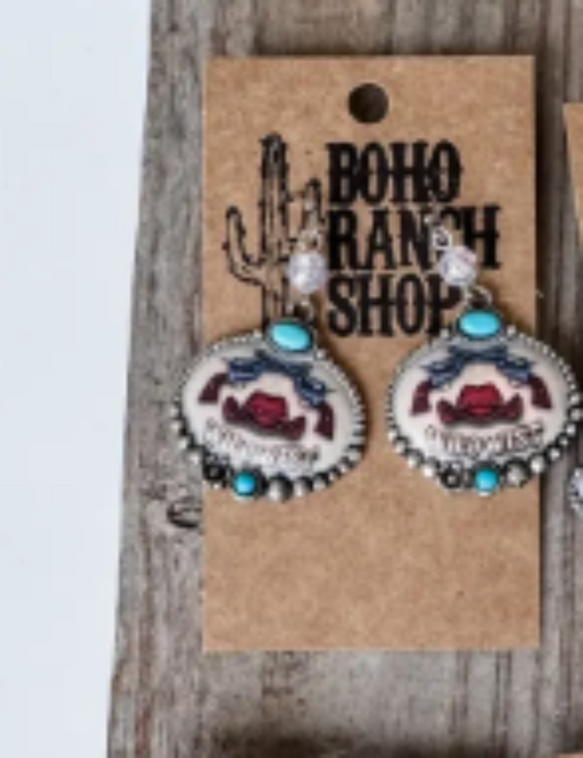Western Scenery Dangle Earrings - howdy rodeo cowboyΒ