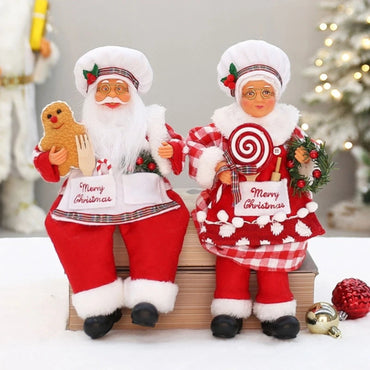 Handmade Christmas Cook Santa Ornament Merry Santa Cook Festival Adornment for Bookshelf and Desk Christmas Ambiances