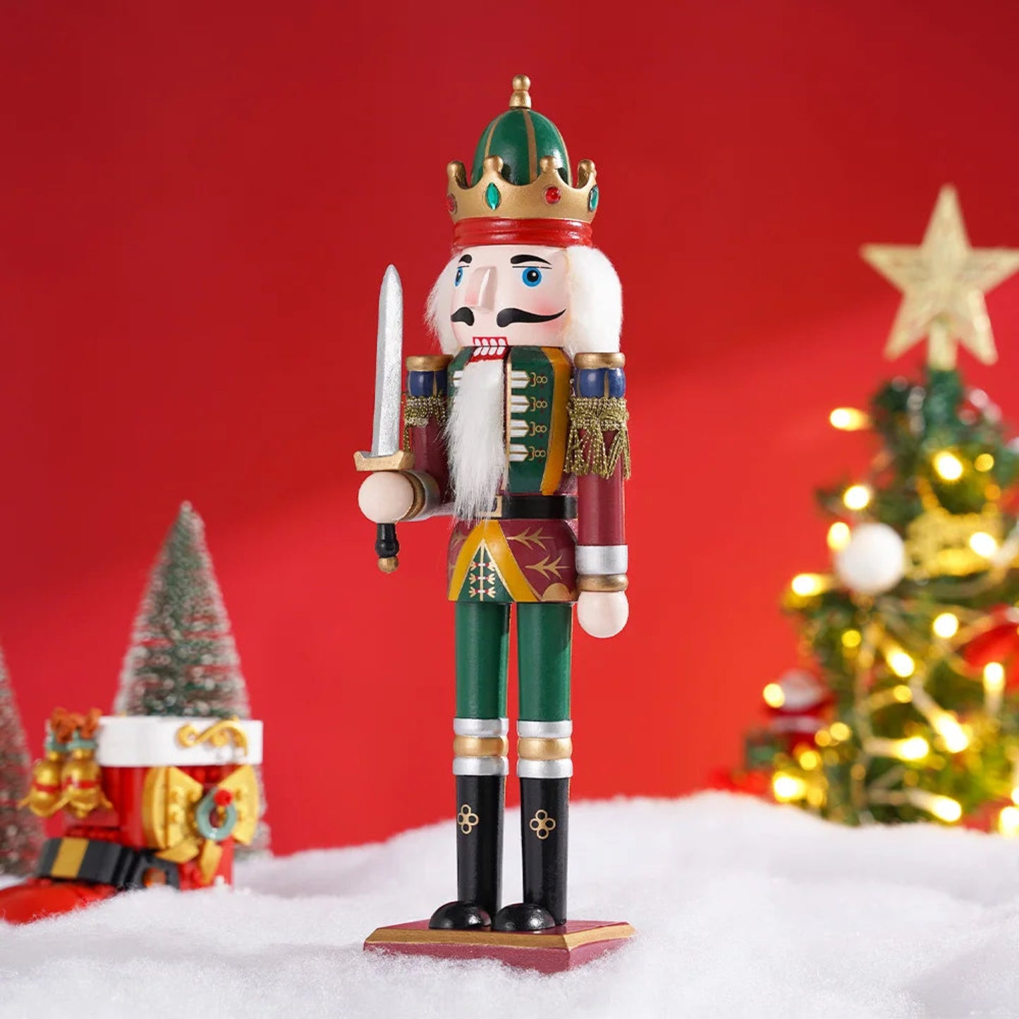 30CM Wooden Nutcracker Christmas Decorations Soldier Figures Handmade Dolls Toys Home Office Table Decorations Gifts Friends