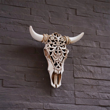 Realistic Bison Skull Wall Decor Bull Head Sculpture 3D Faux Cow Skull Wall Mount Art Piece Western Home Decor Wildlife Animal