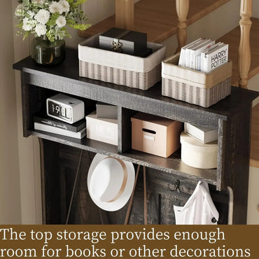 2025New-71" Entryway Small Hall Tree with Bench, 4-in-1 Coat Rack with Flip-top Door Storage Cabinet, Mud Room Bench with Storag