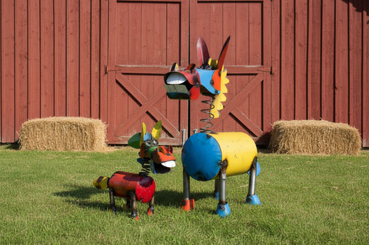 Colorful Medium Metal Springy Donkey-Garden-Yard Art-Two Sizes