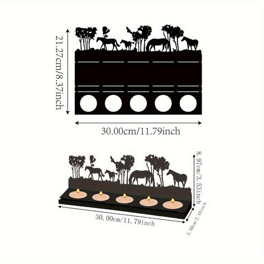 Intricate Cutouts Elegant Metal Horse Herd Silhouette Candle Holder - Festive Christmas Decor, Ideal for Home & Party Tabletops, Unique Gift for Friends and Youngsters, No Electricity Required, Festive Home Accent|Festive E