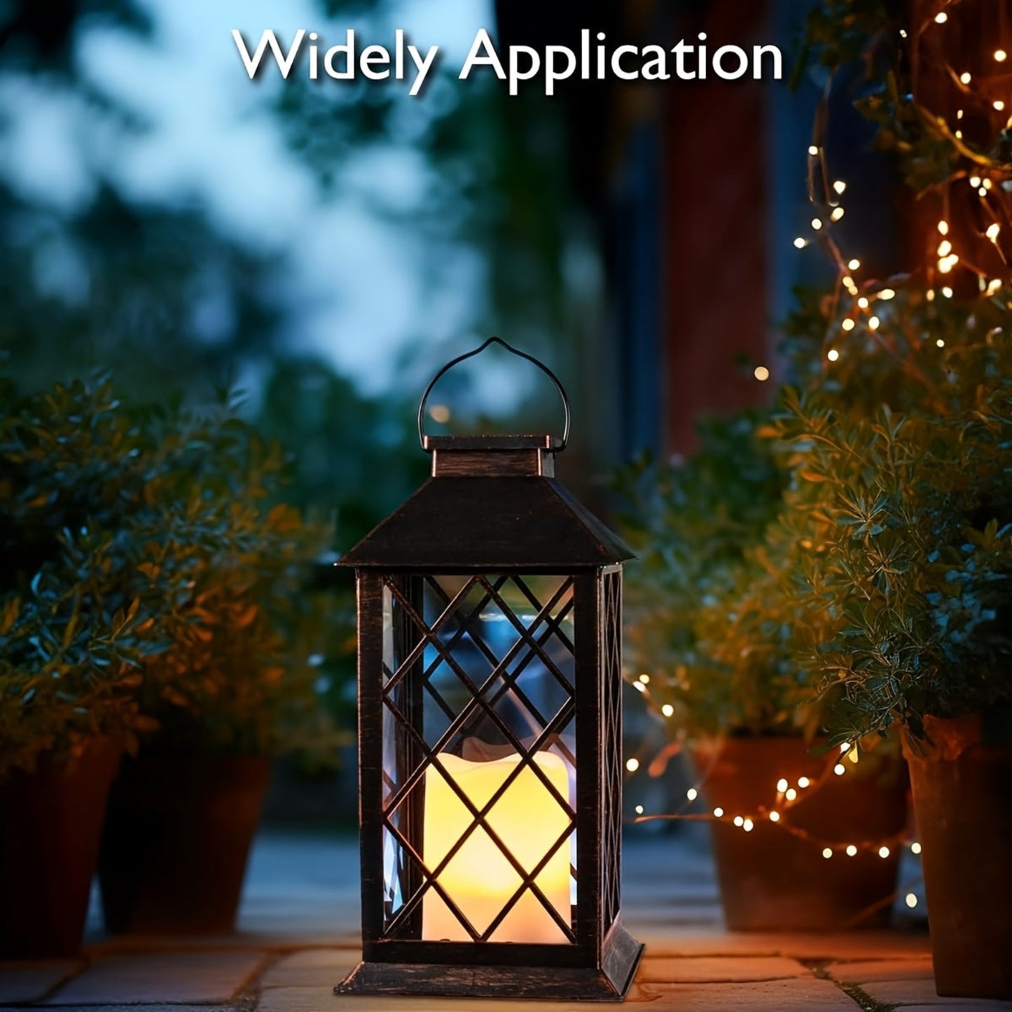 Olar Lanterns Hanging with Flickering Flameless Candles, 2pcs 13'' Lantern Decorative for Patio Front Porch Backyard Balcony (Antique Copper)