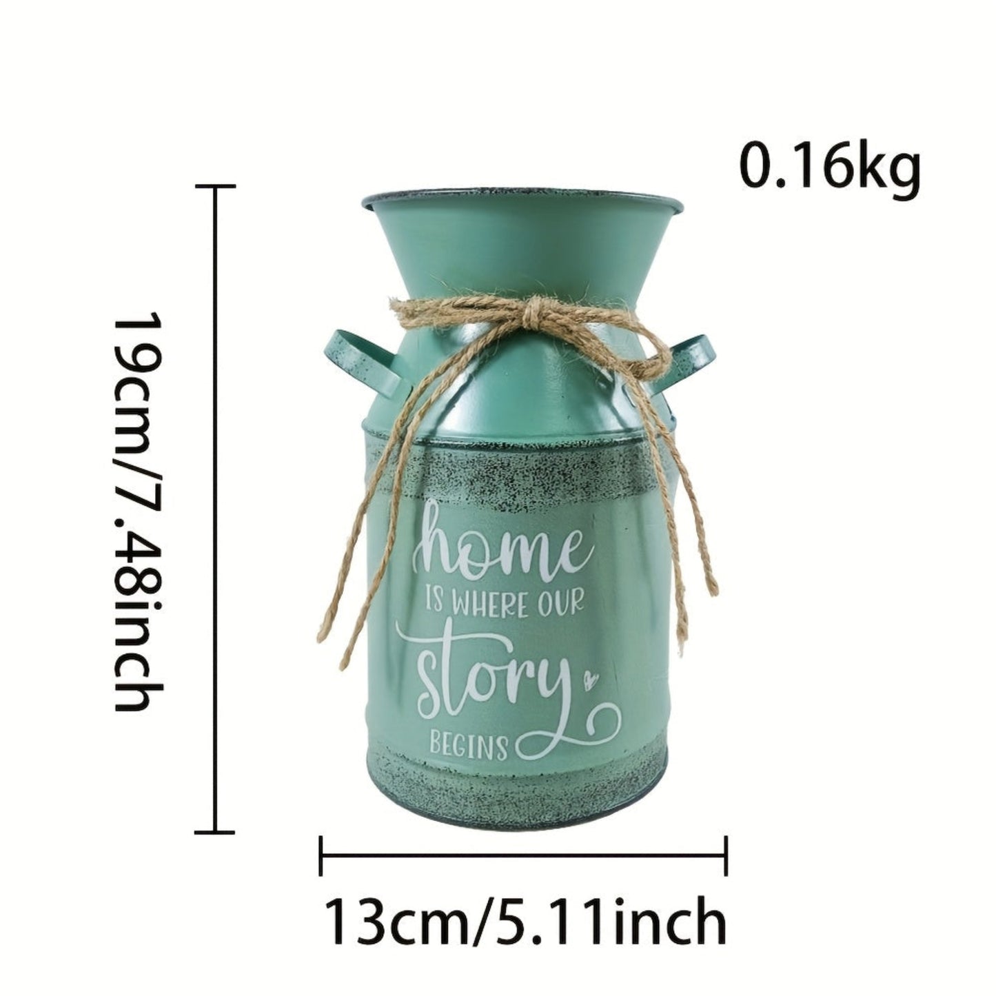 7 selectable blue and green printed village nostalgic and unique vases, small metal vases, retro milk cans, flower POTS, mini water bottles, decorative flower vases, farmhouse decorations for home, kitchen and bathroom, coffe