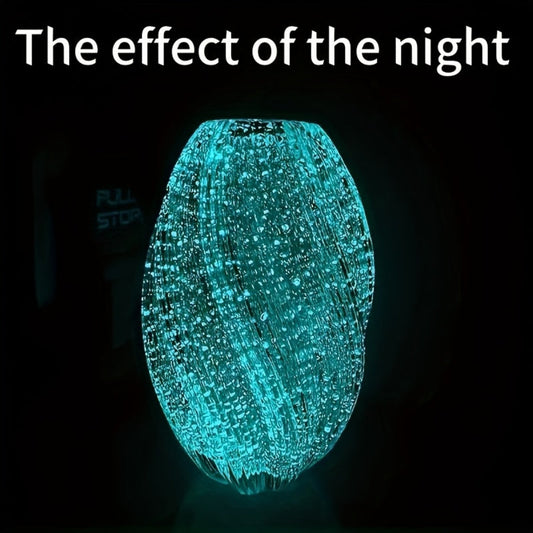 1pc Modern Glass Vase, Luminous Glass Vase, Suitable For Flowers And Dried Flowers, Suitable For Living Room, Dining Table, Bedroom, Balcony, Suitable For Christmas, Decorative Household Goods Night