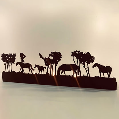 Intricate Cutouts Elegant Metal Horse Herd Silhouette Candle Holder - Festive Christmas Decor, Ideal for Home & Party Tabletops, Unique Gift for Friends and Youngsters, No Electricity Required, Festive Home Accent|Festive E