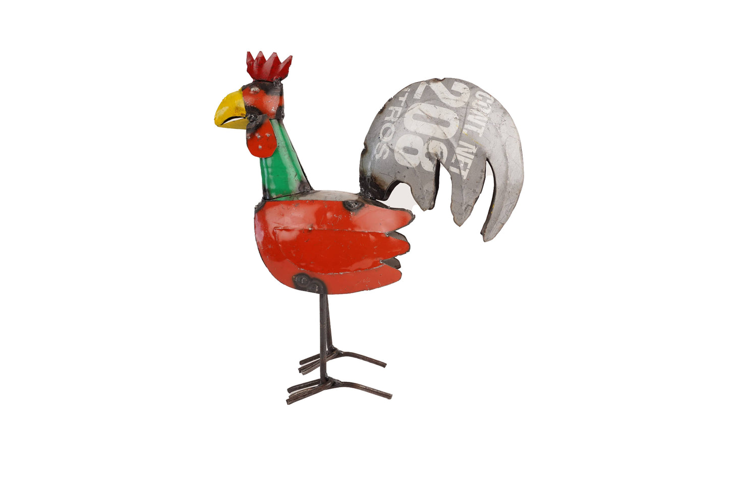 Rudy the Recycled Metal Mini Rooster-WH-10x12H-Rooster-Mini