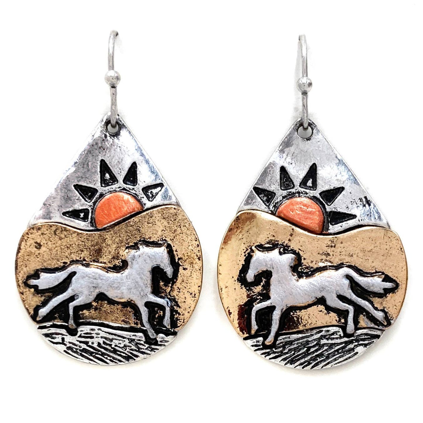 Southwestern Horse Aztec Navajo Hook Dangle Earring