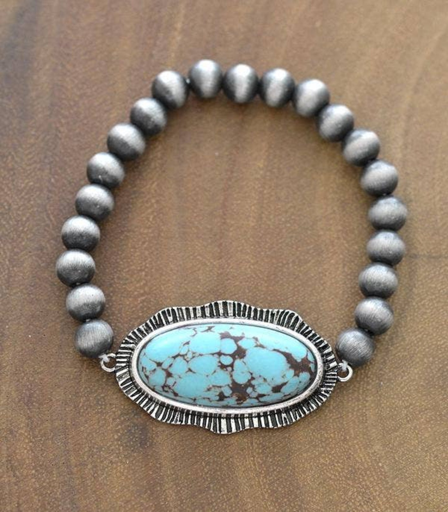 Semi Stone Turquoise Navajo Pearl Bracelet