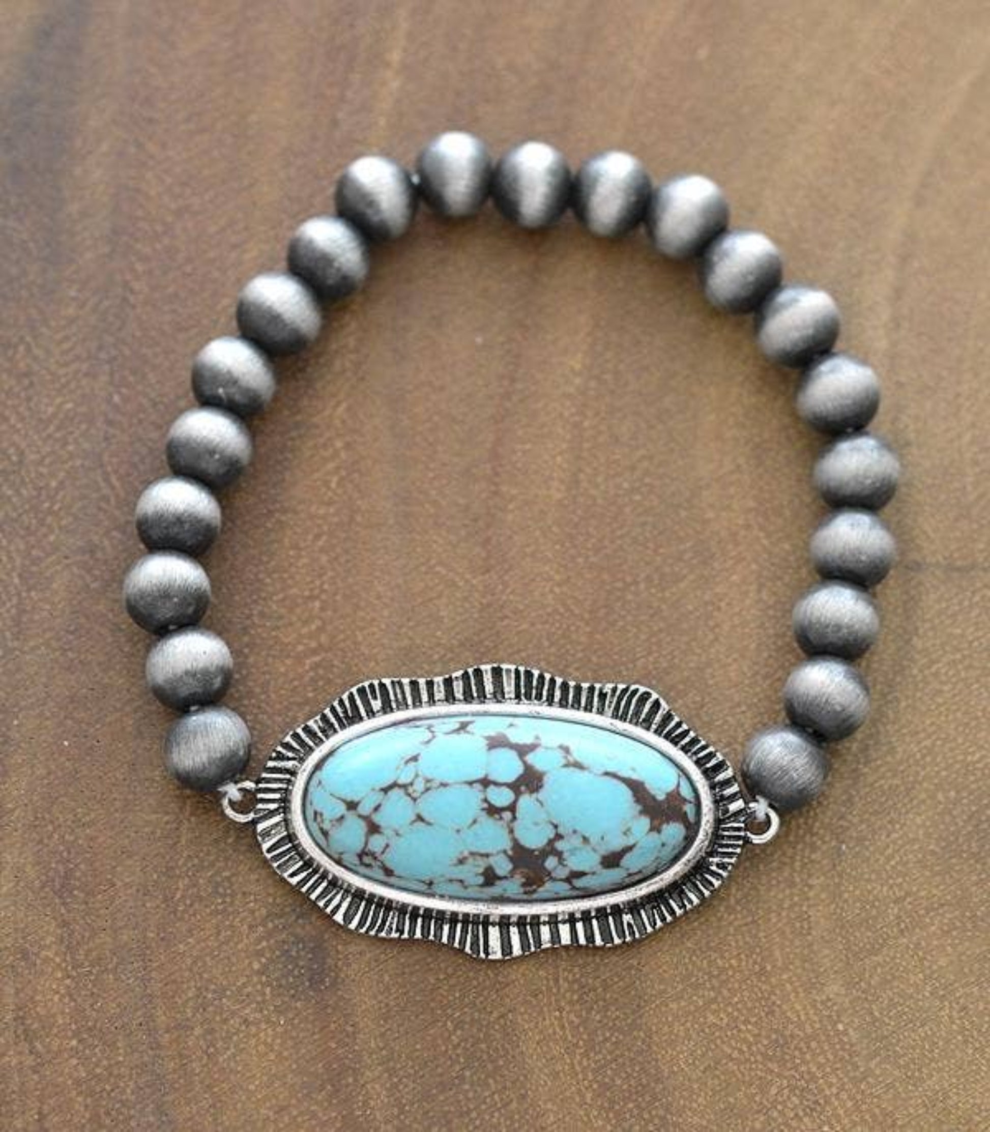 Semi Stone Turquoise Navajo Pearl Bracelet