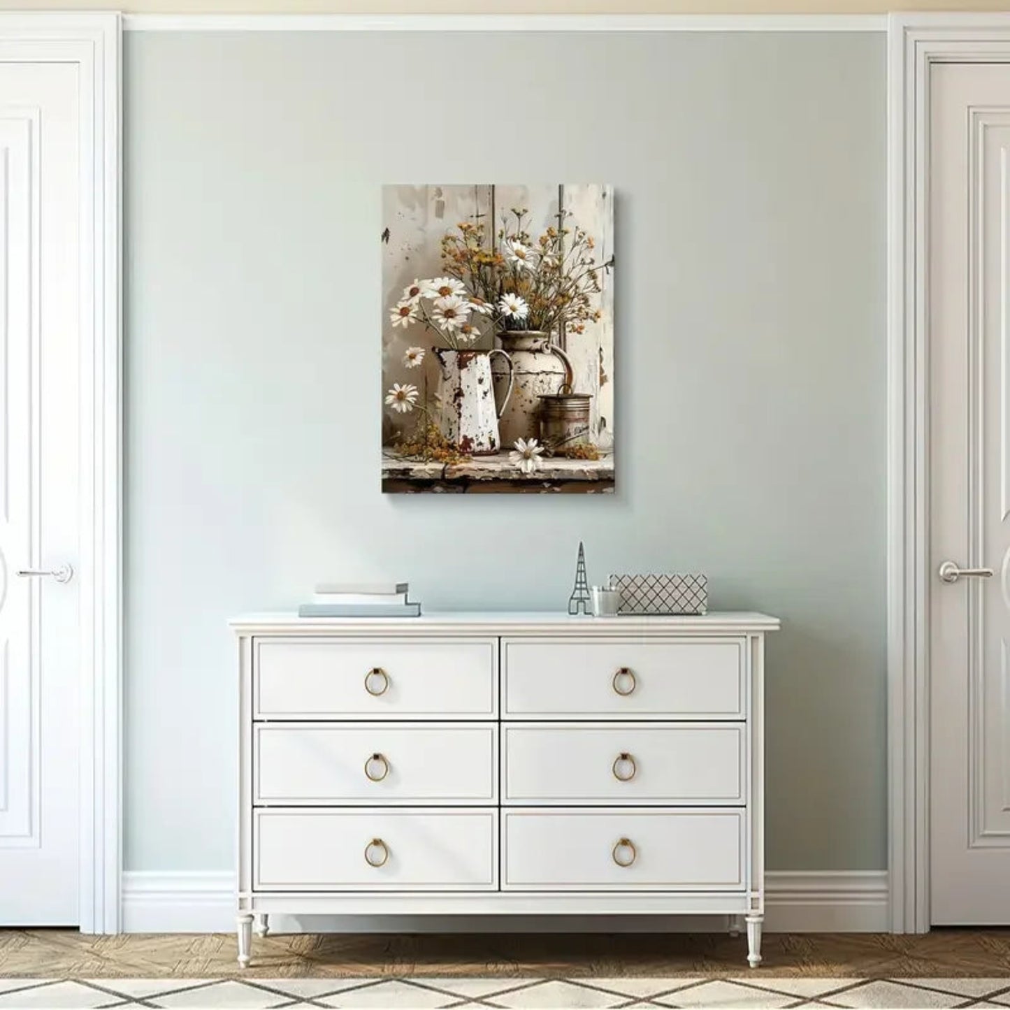 Rustic Farmhouse Floral Oil Painting on Canvas Perfect for Living Room, Bedroom, Kitchen Decor -  Seasonal Artwork