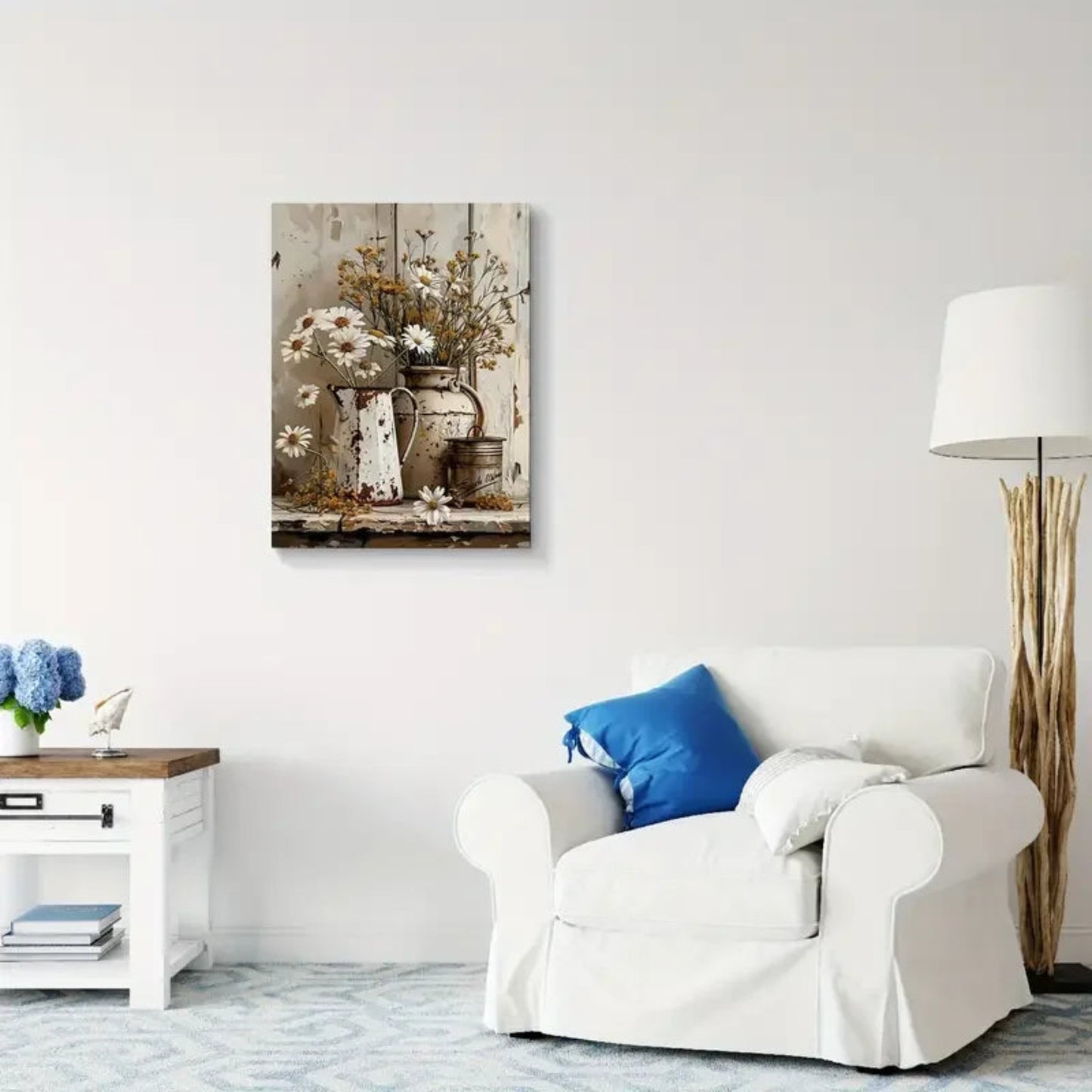 Rustic Farmhouse Floral Oil Painting on Canvas Perfect for Living Room, Bedroom, Kitchen Decor -  Seasonal Artwork