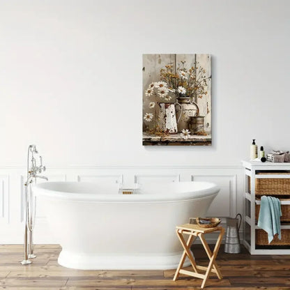 Rustic Farmhouse Floral Oil Painting on Canvas Perfect for Living Room, Bedroom, Kitchen Decor -  Seasonal Artwork