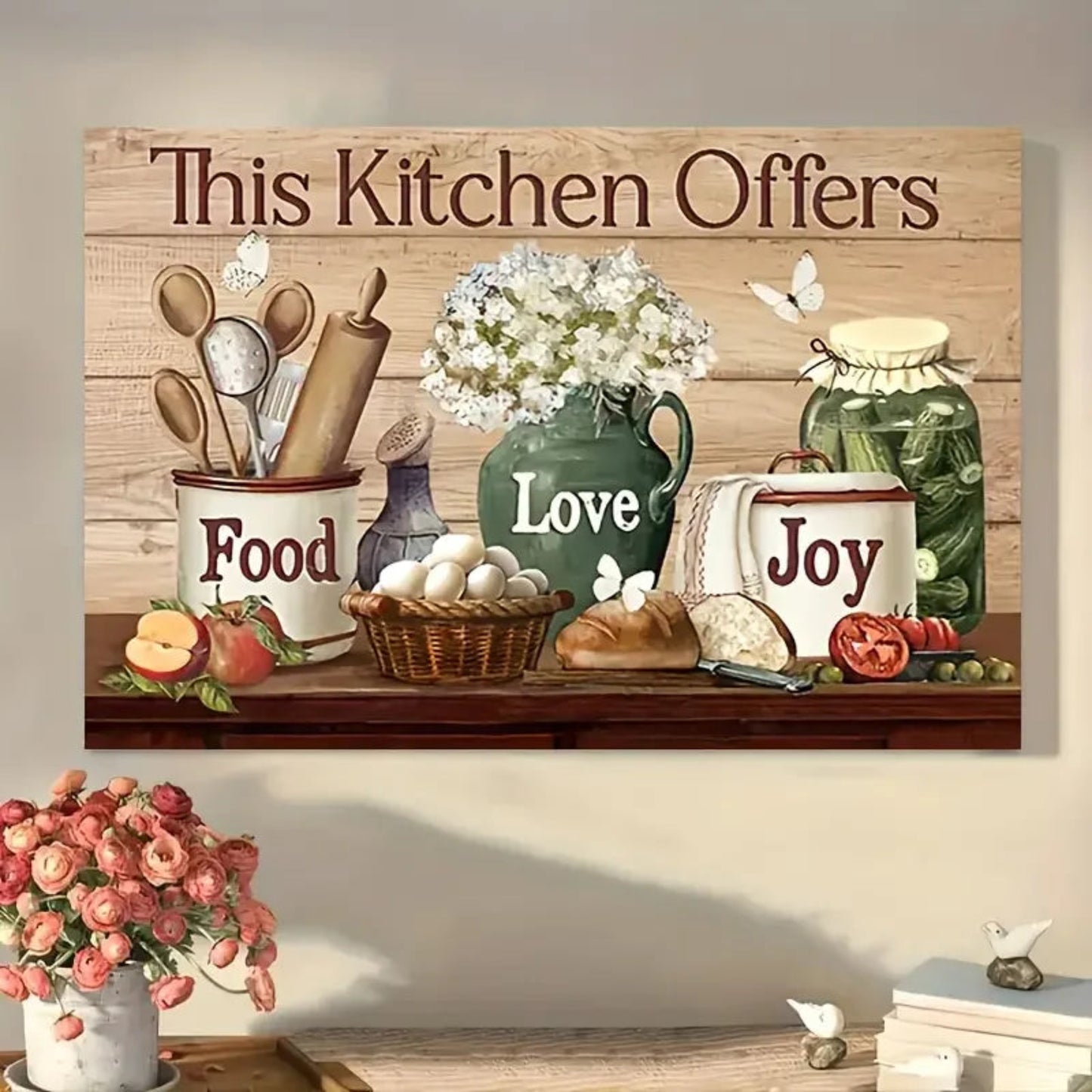 Art Farmhouse Rustic Kitchen Pictures Wall Decor Canvas Print Painting Modern Home Framed Artwork For Living Room Dining Room