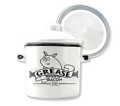 Grease Keeper - 46oz Bacon Grease Container with Strainer & Lid, Grease Saver Jar for Kitchen
