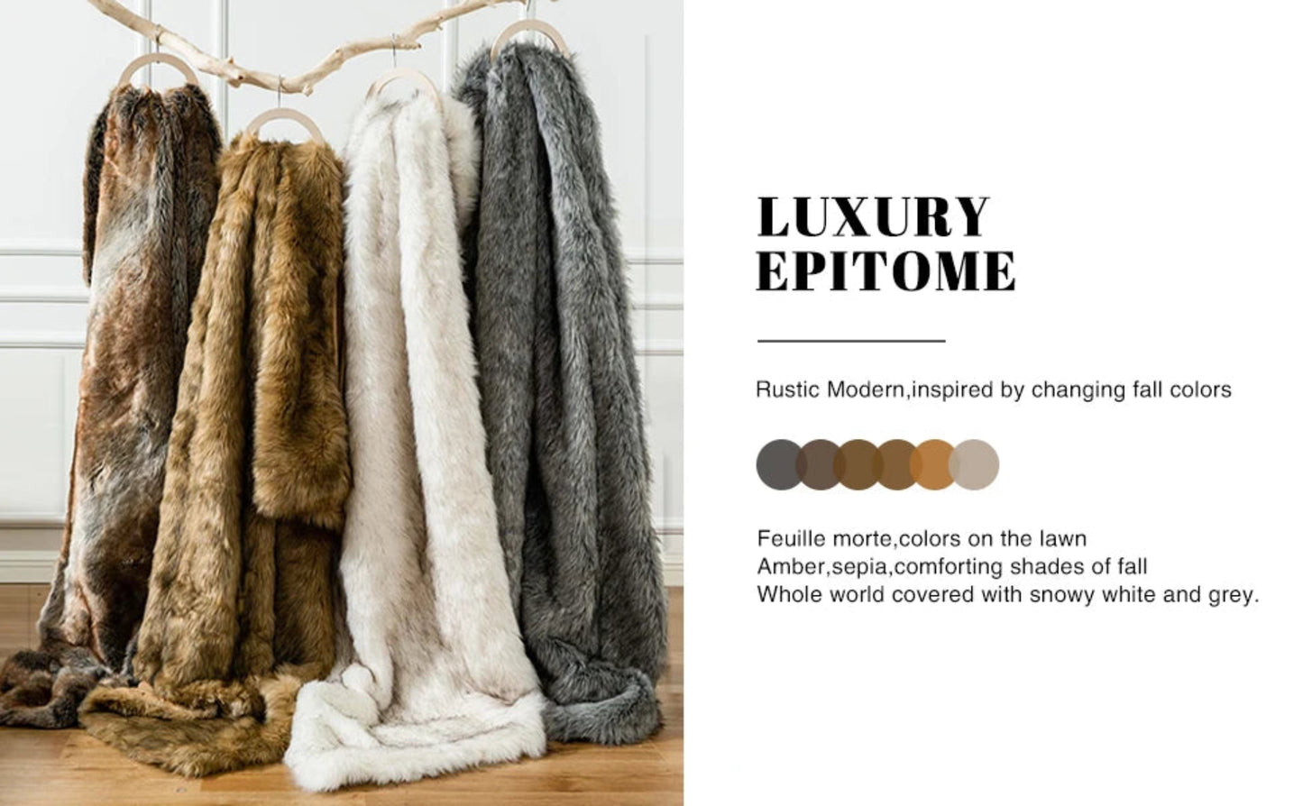 Battilo Faux Fur Blanket Luxury Fluffy Plaid Throw Blanket Winter Thick Warm Sofa Blanket Plush Fur Throws for Bed Bedroom Decor