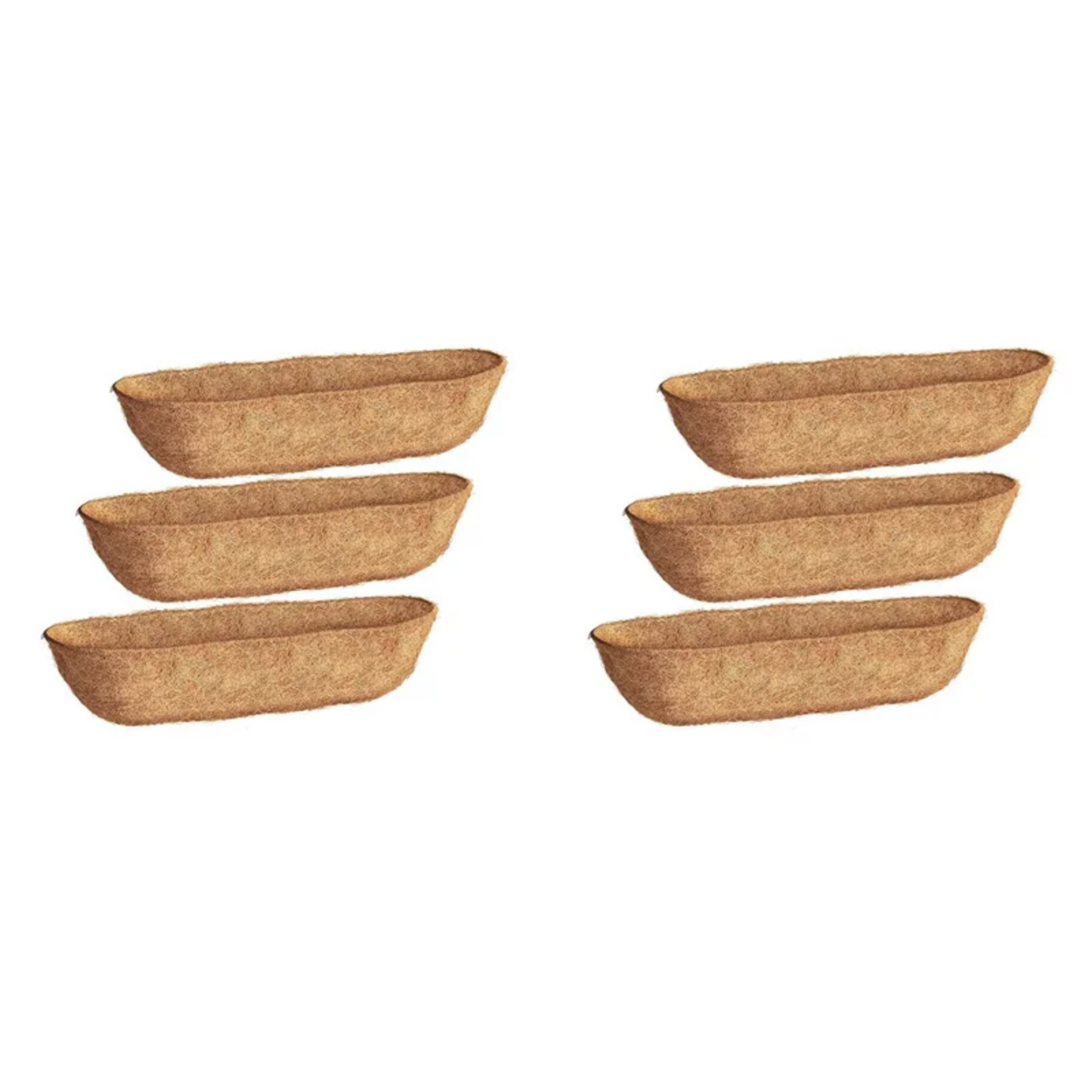 ABRS-30 Inch 6 Pack Trough Liners, Coconut Coir Fiber For Wall Basket Planters, Window Box Liners, Garden Planter Baskets