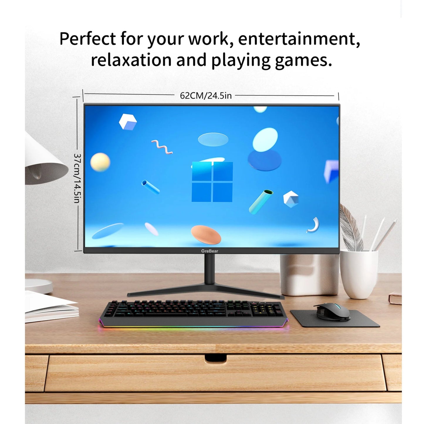 27-inch Computer Monitor IPS Panel PC Monitors FHD 1080p 75Hz LED Display Home Office Desktop Screen, HDMI, VGA, Flicker