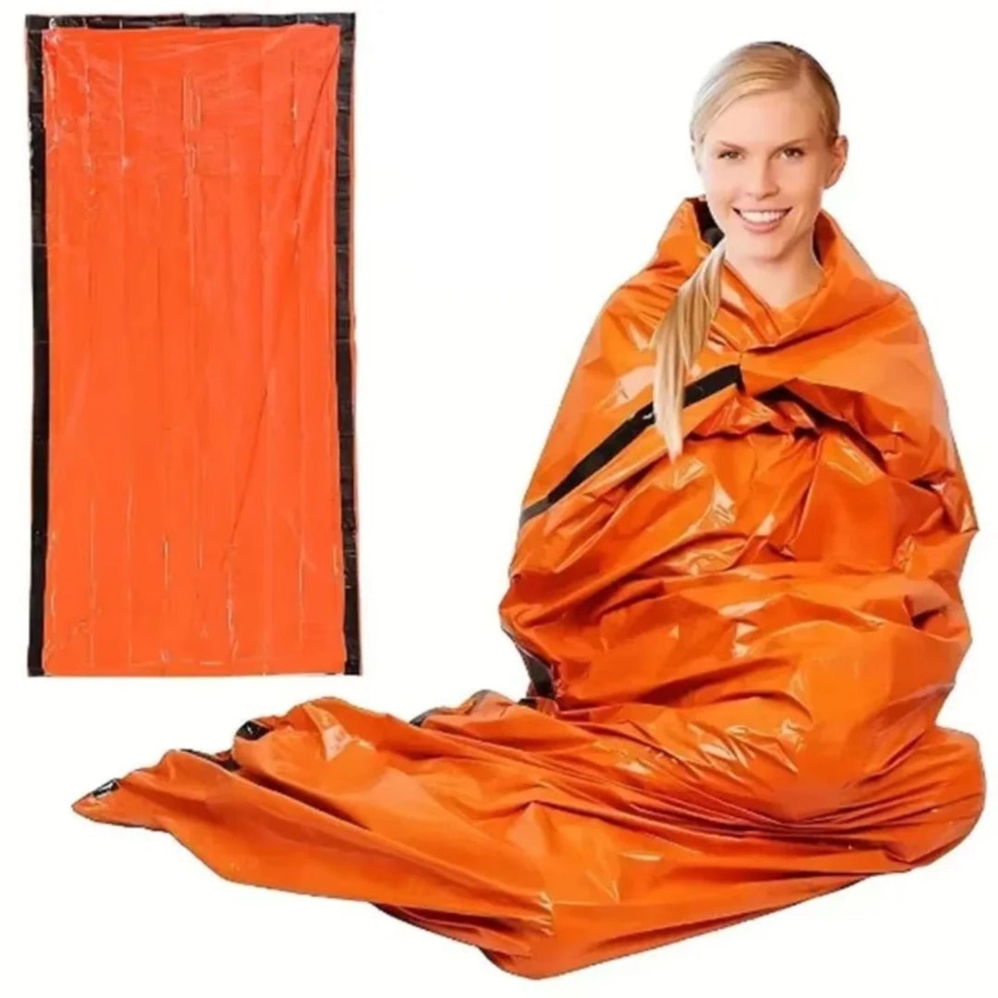Compact & Lightweight Emergency Thermal Sleeping Bag - Waterproof, Mylar - Enhanced for Outdoor Camping, EDC & First Aid Rescue