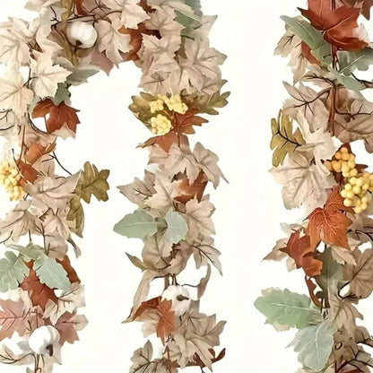 Autumn Maple Leaf & Pumpkin Wreath - Perfect for Thanksgiving, Halloween, Christmas, and Fall Decor, Festive Wall Hanging
