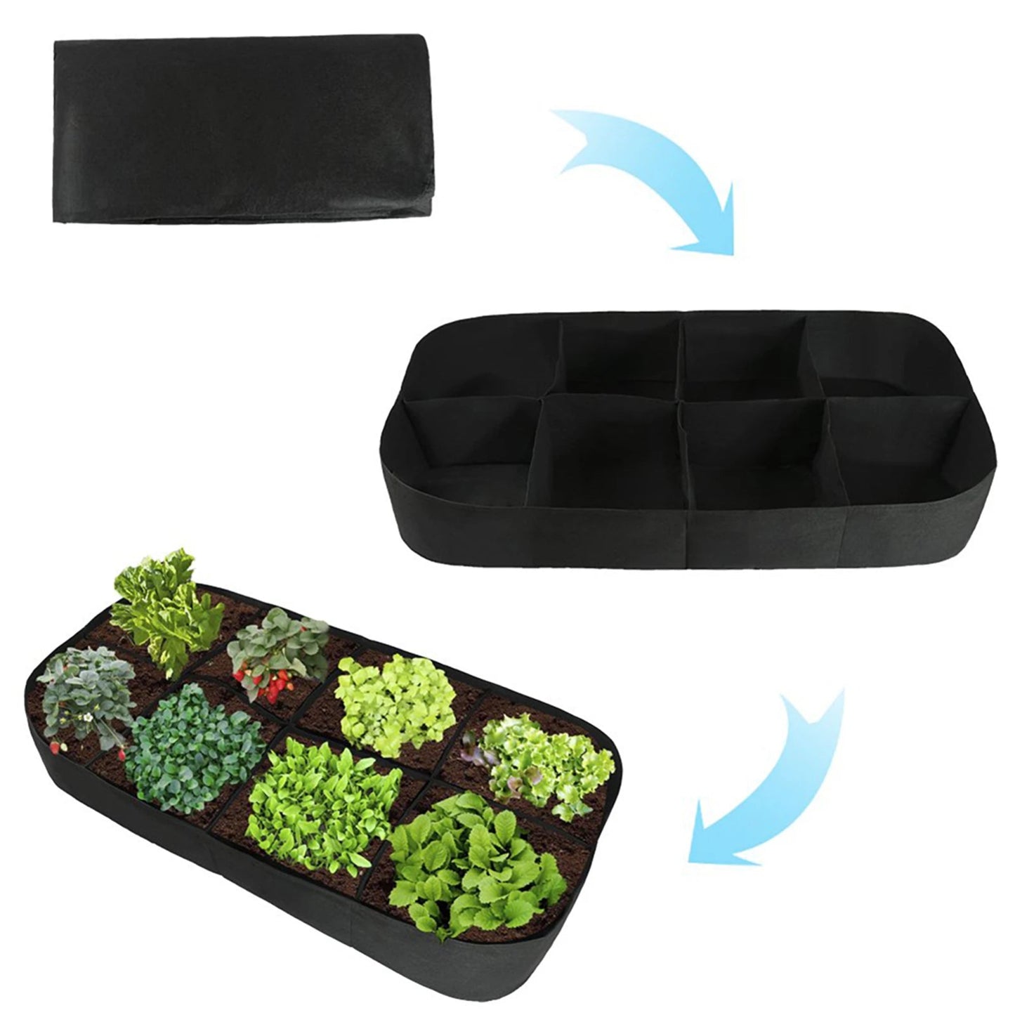 2Pcs Rectangle Plant Grow Bags Large Capacity Felt Gardening Planting Container No Assembly Required Herbs Flowers Planter Pots