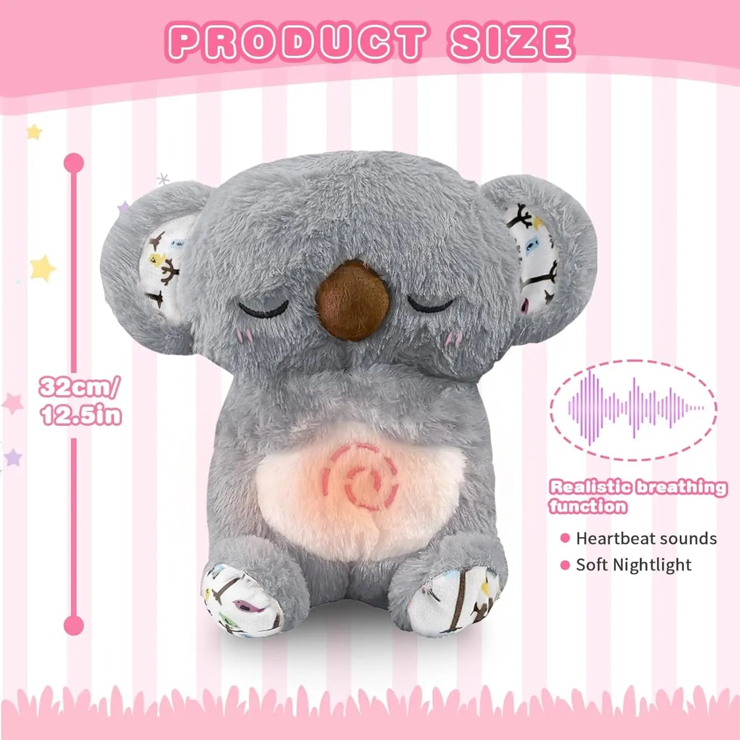 Baby Breathing Soothing Capybara Elephant Plush Doll Toy Sleeping Companion Music and Light Doll Sensory Plush Toy Soft Toy