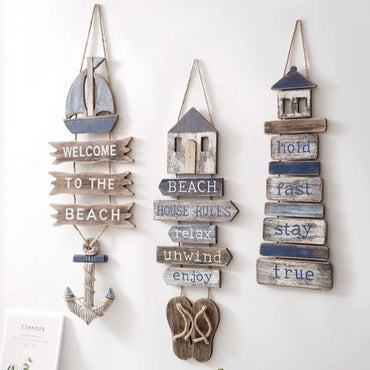 Vintage Mediterranean Rustic Fish Shape Wall Plaque Hanging Ornament for Beach Theme Bar Restaurant Ocean Wall Durable Decor