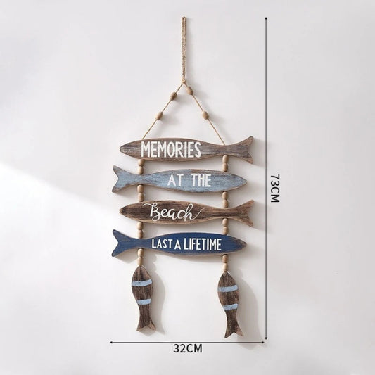 Vintage Mediterranean Rustic Fish Shape Wall Plaque Hanging Ornament for Beach Theme Bar Restaurant Ocean Wall Durable Decor