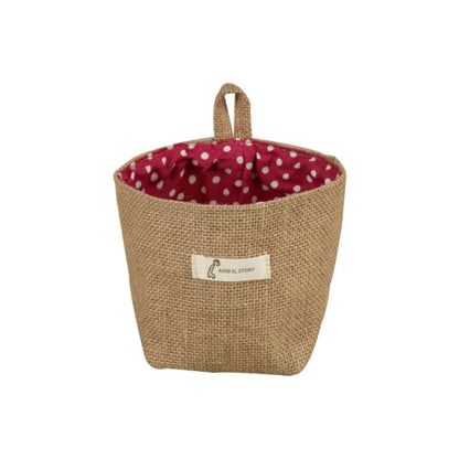 Jute Cotton Linen Storage Bag Desktop Storage Basket Hanging Pocket Organizer Toy Basket For Cosmetic Sundries Storage Box Decor