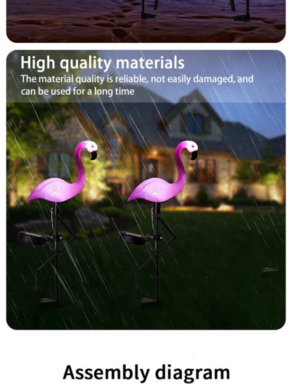 3PCS Solar Flamingo Ground Lamp Outdoor Patio Garden Decoration Led Simulation Decoration Lights