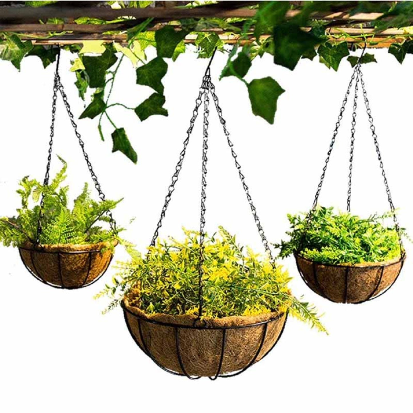 8/10 Inch Round Wire Plant Holder Metal Hanging Basket Coconut Liner Lining Plants Flower Garden Pot for Home Balcony Decoration
